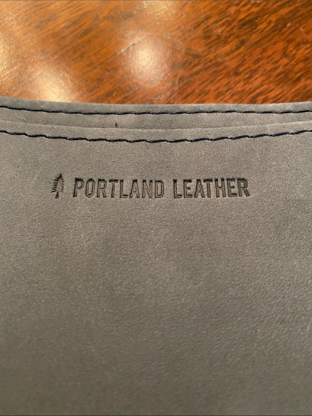 Portland Leather Goods Discontinued Blue Gray Storm Suede Shoulder Bag Purse - Picture 14 of 14